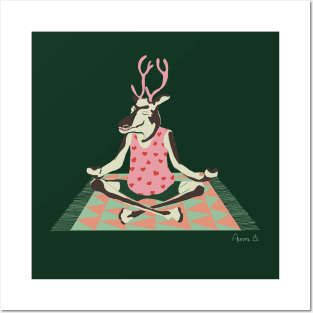 Hipster Christmas Meditating Reindeer Posters and Art